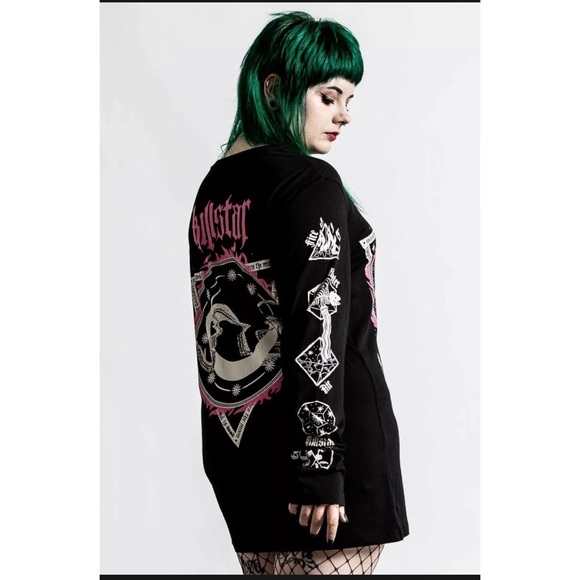 NWT KILLSTAR Meditate Gothic Punk  Satanic Long Sleeve T Shirt Size XS unisex - Picture 2 of 7